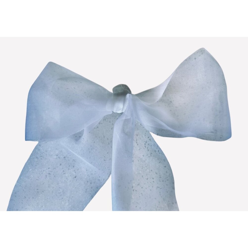 100% Organza Silk Bows With Long Tails Set of 15 White 4 Balloons Showers etc - Picture 5 of 15